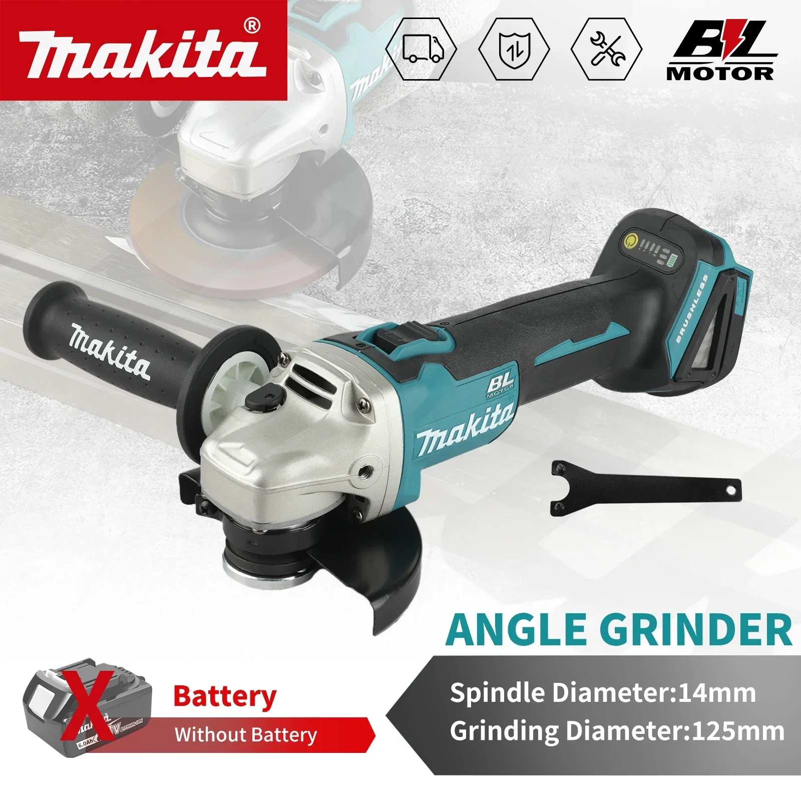 Power Tools In Construction - Per smerigliatrice Makita DGA504 Brushless 18V